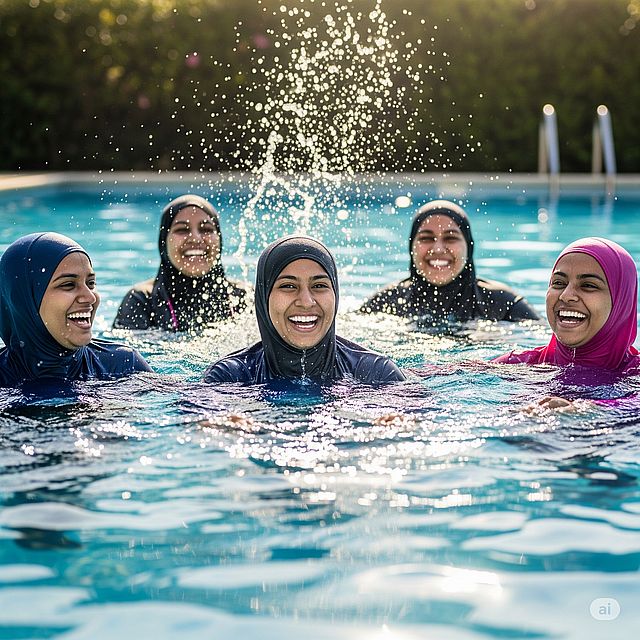Schwimmen für muslimische Frauen in Hamburg: Frauenschwimmen, Schwimmbad nur für Frauen in der Nähe, sichere und private Schwimmzeiten in Hamburg.